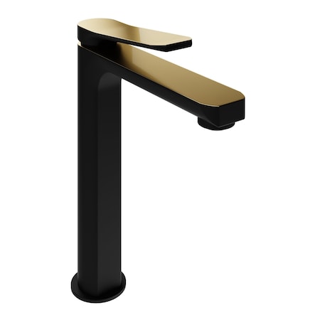 Anzzi 1-Handle Bathroom Vessel Sink Faucet in Matte Black and Brushed Gold L-AZ901MB-BG